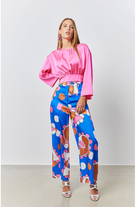 Wide Print Trousers - 1