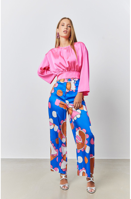 Broek met wijde print - 1