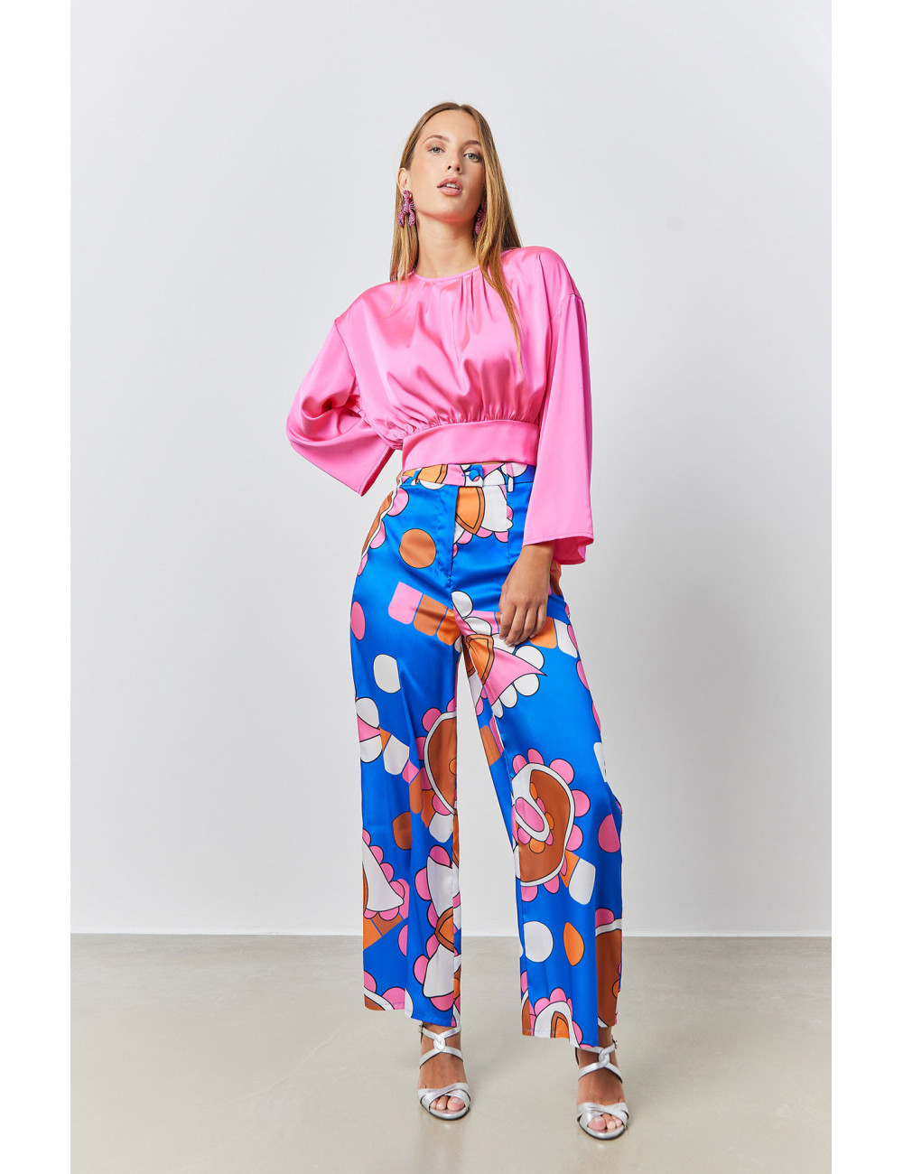 Wide Print Trousers - 