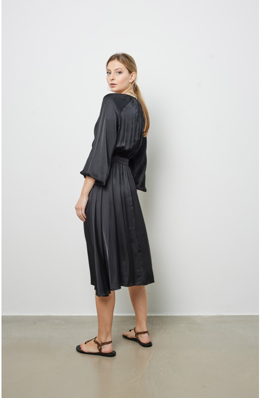 Long Sleeve Dress with Elasticated Waist - 1