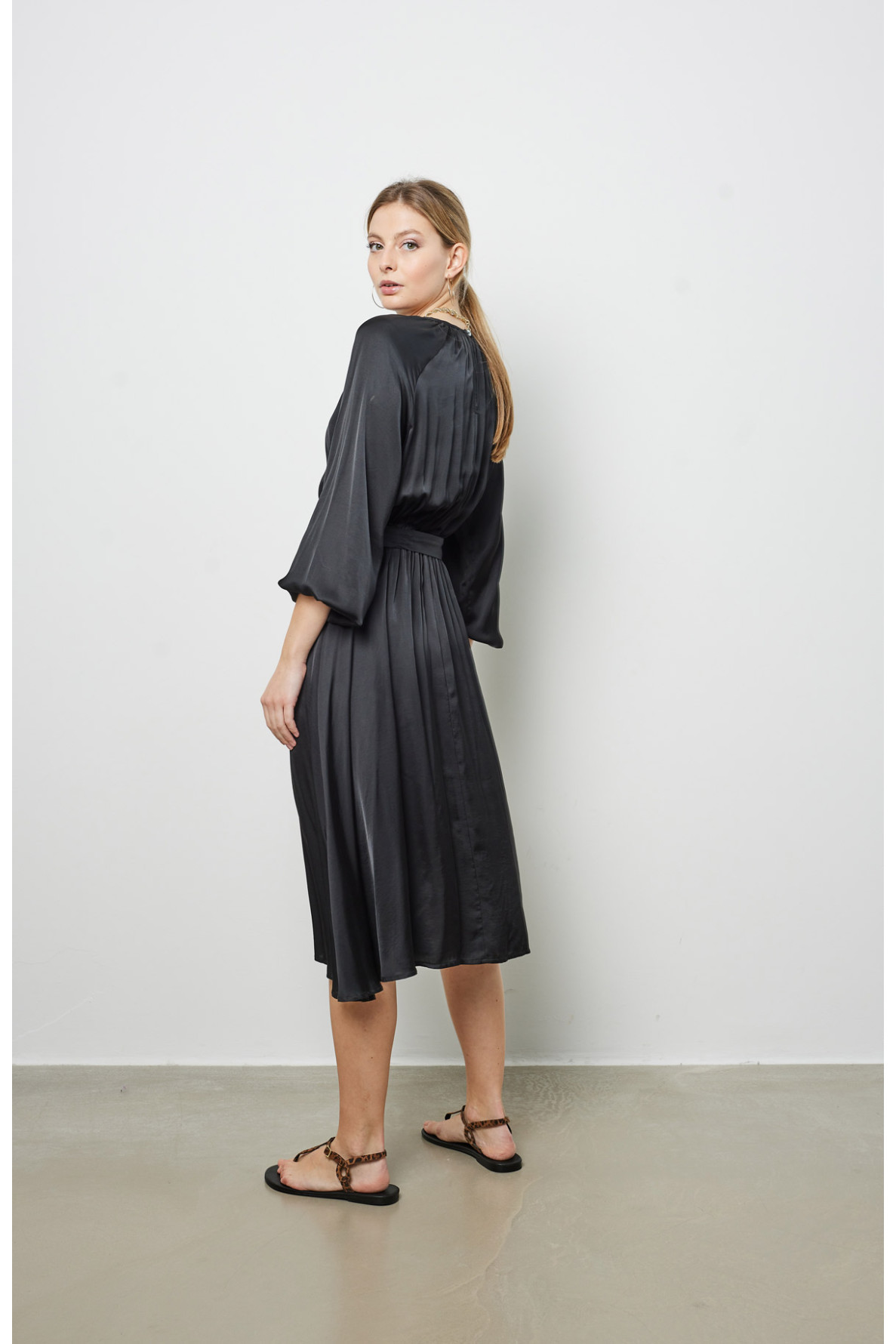 Long Sleeve Dress with Elasticated Waist - 1