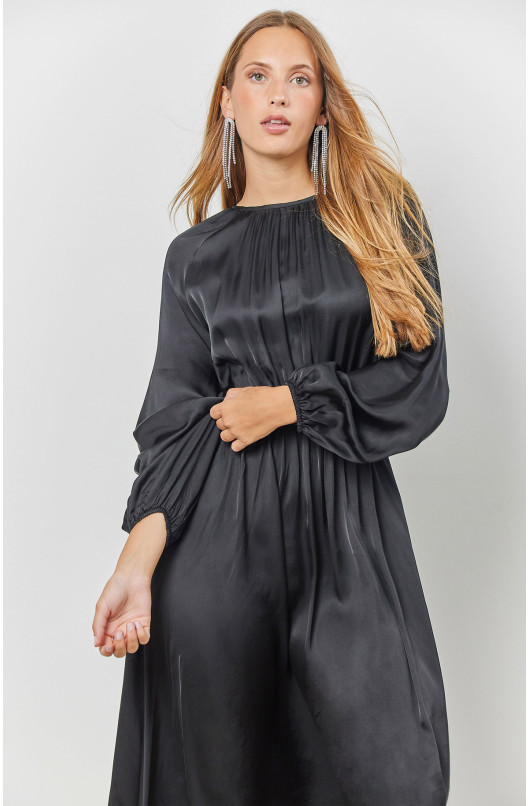 Long Sleeve Dress with Elasticated Waist - 3