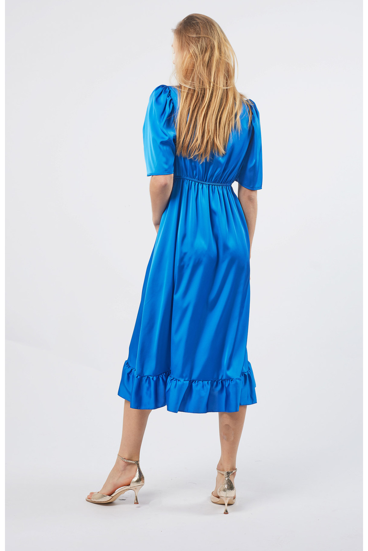 Ruffled Long Sleeve Dress - 8