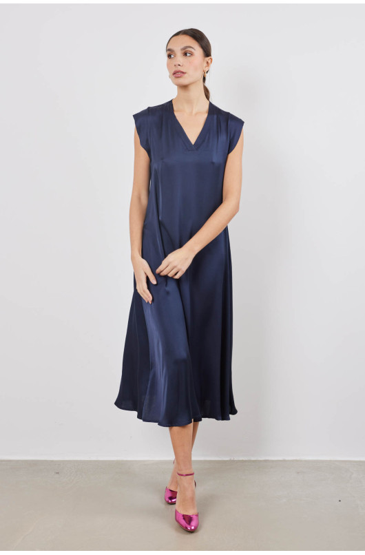 V-NECK SATIN DRESS - 1