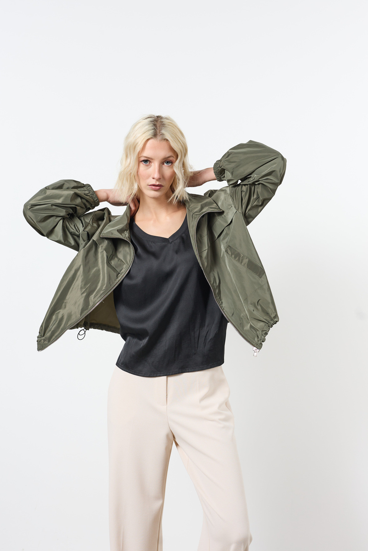 blouson zippe elastique au bas - 3