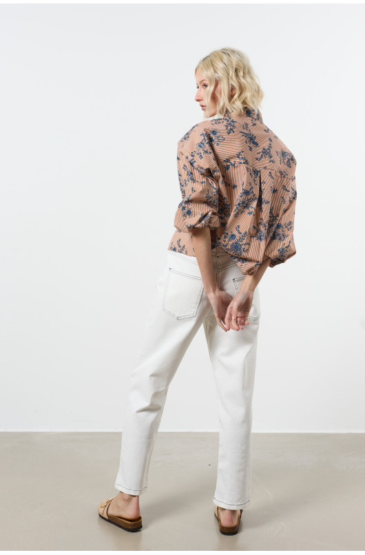 chemise rayee + print col mao - 2 - Love@me - 2 