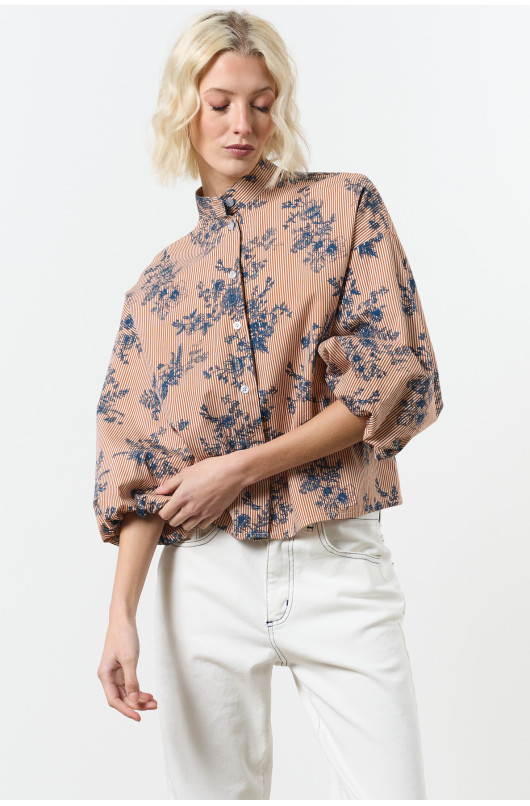 chemise rayee + print col mao - 3 - Love@me - 3 