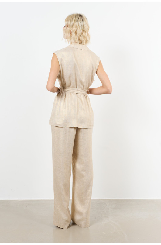blazer sans manche lamine ceinture - 4