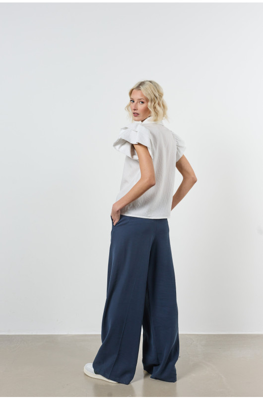 chemise sans manche lignee boutonnee volant - 3
