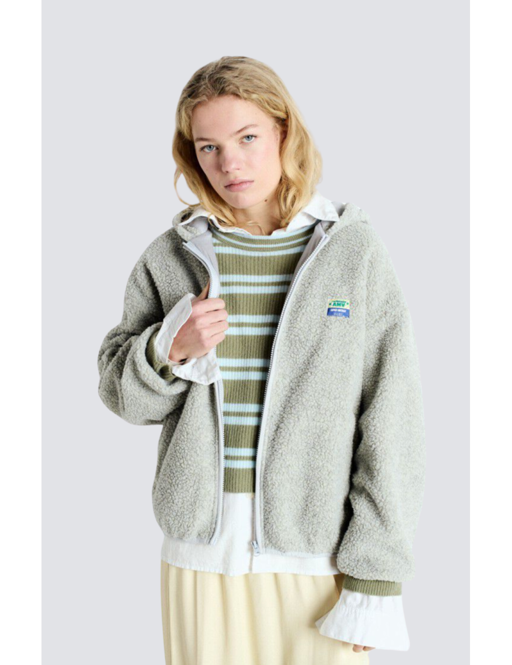 veste ample bouclettes zippée - 