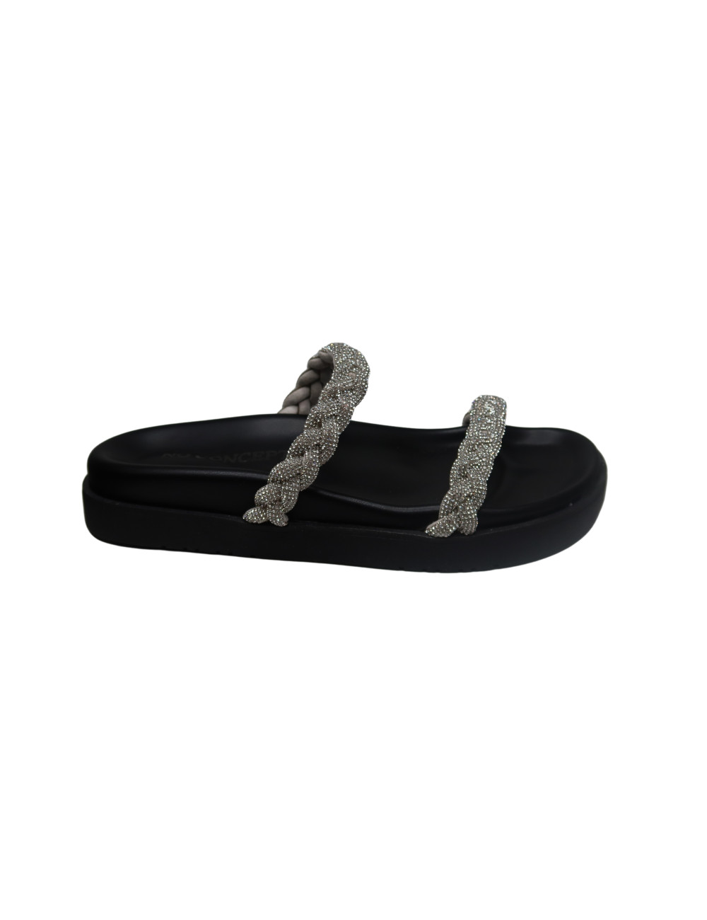 mule plate ouverte tresse glitter - 