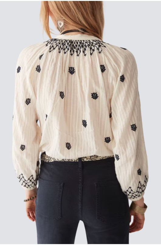 blouse en coton avec broderie - 3 - Maison Hotel - 3 