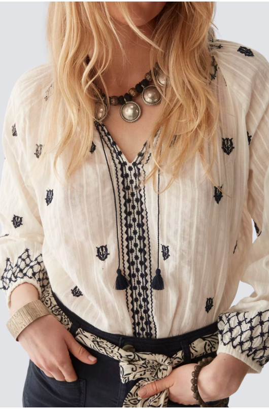 blouse en coton avec broderie - 1 - Maison Hotel - 1 