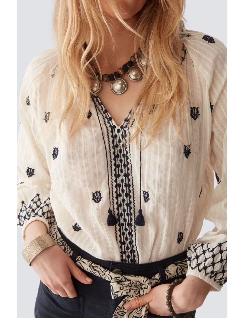 blouse en coton avec broderie - 