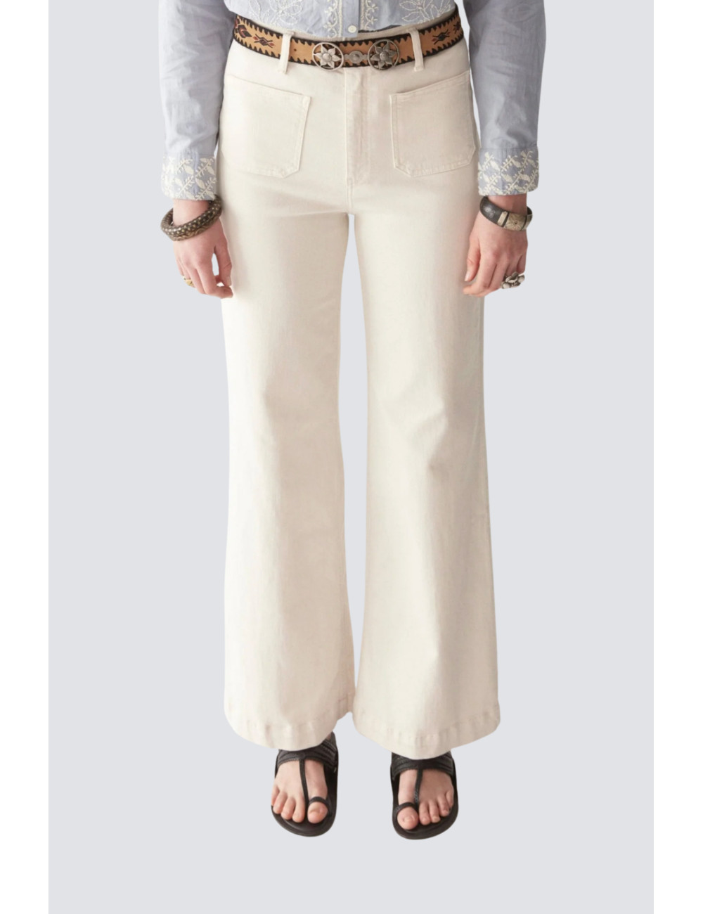 pantalon uni avec poches avant - 