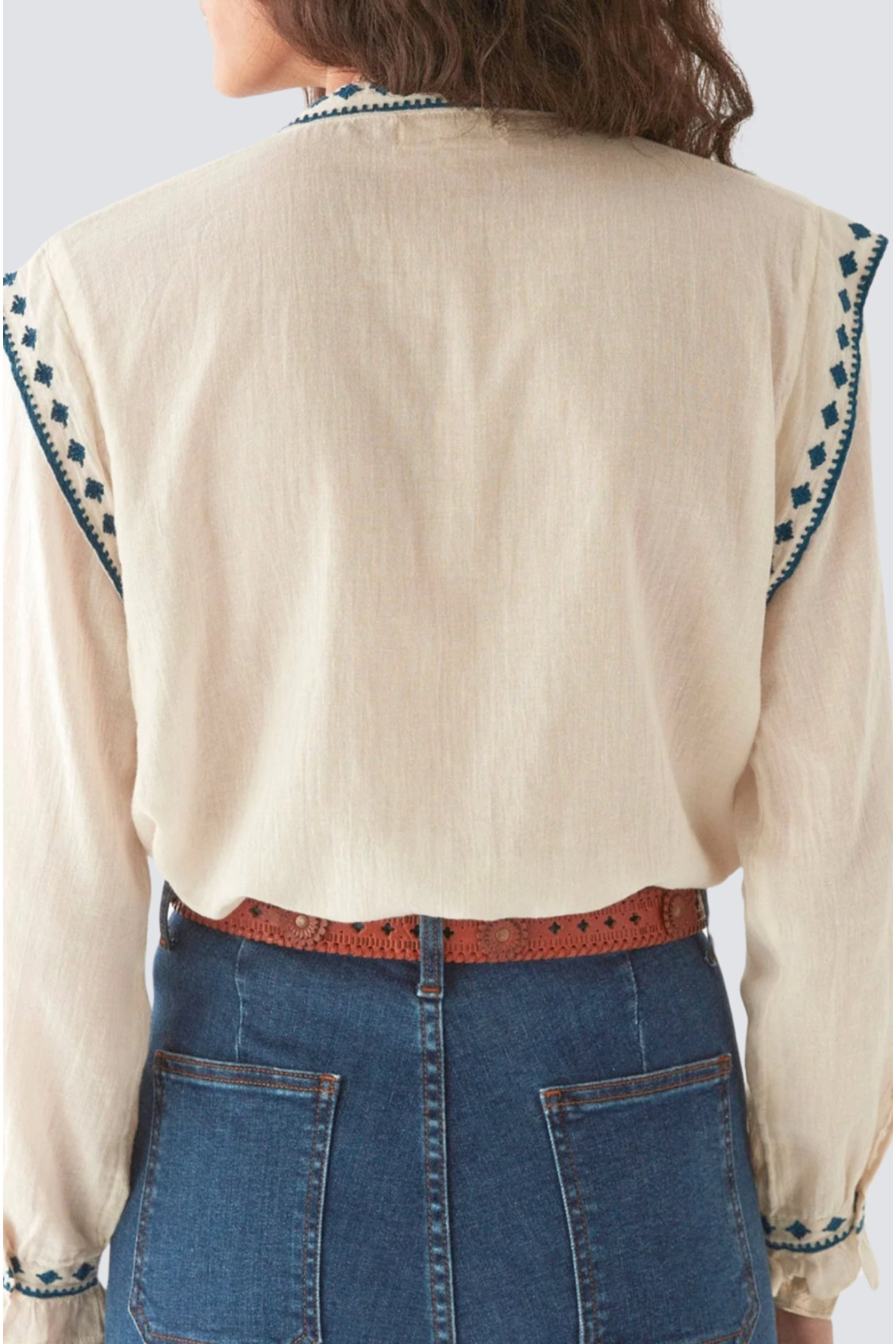 blouse unie en coton avec broderie - 4