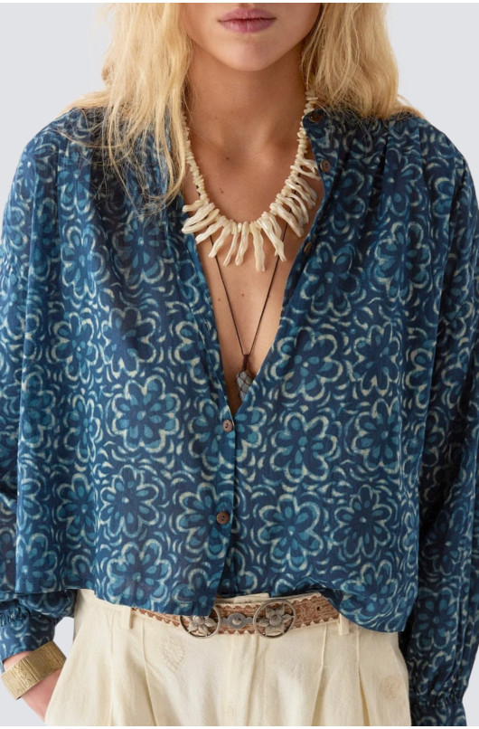 blouse boutonnée imprimé en coton - 1 - Maison Hotel - 1 