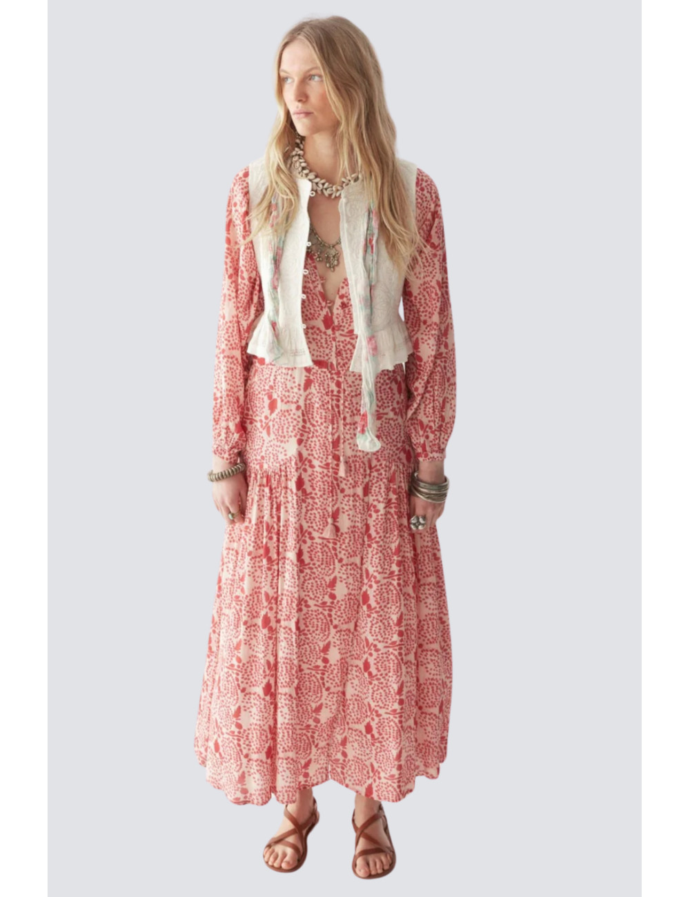 robe longue viscose imprimé - 