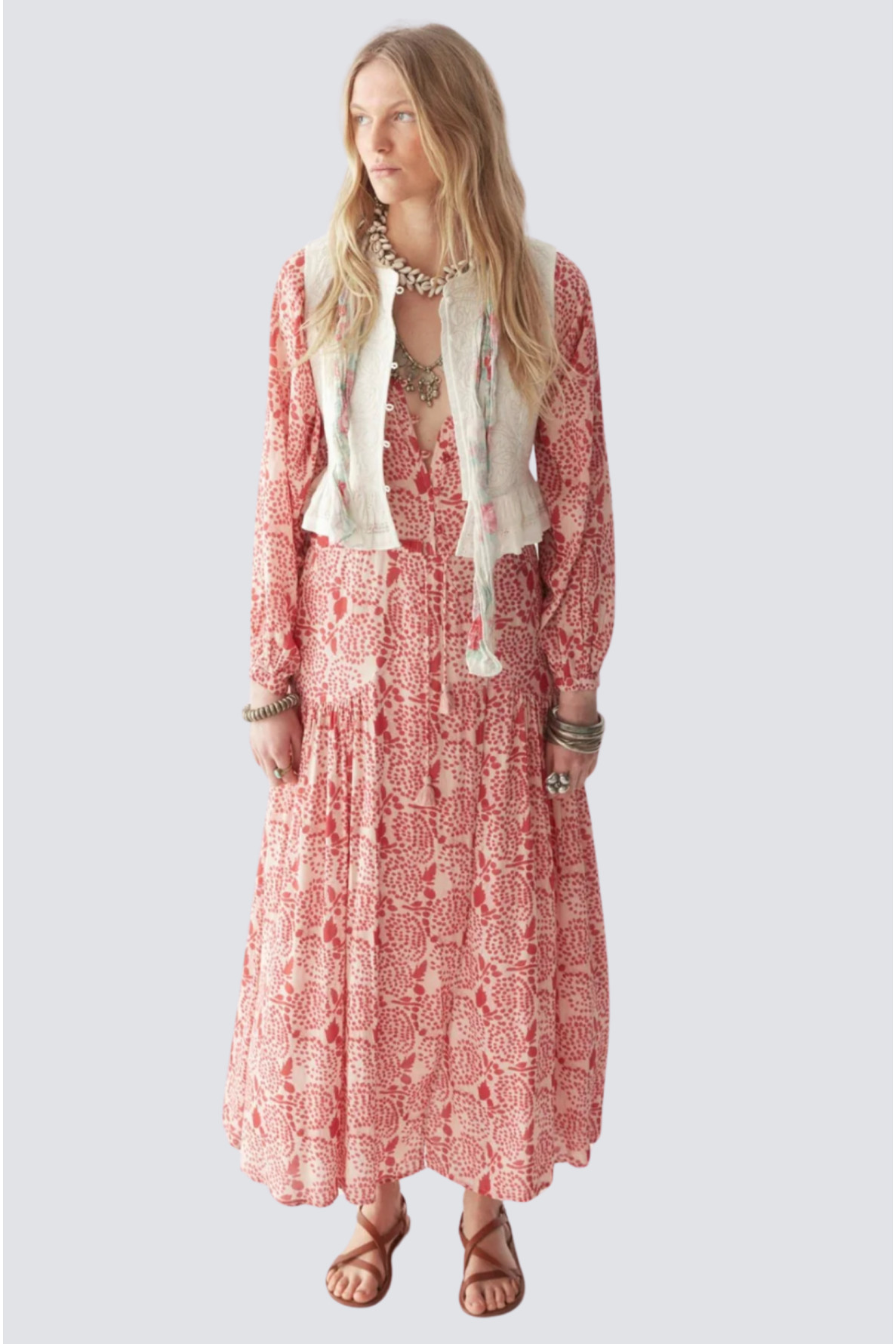 robe longue viscose imprimé - 1