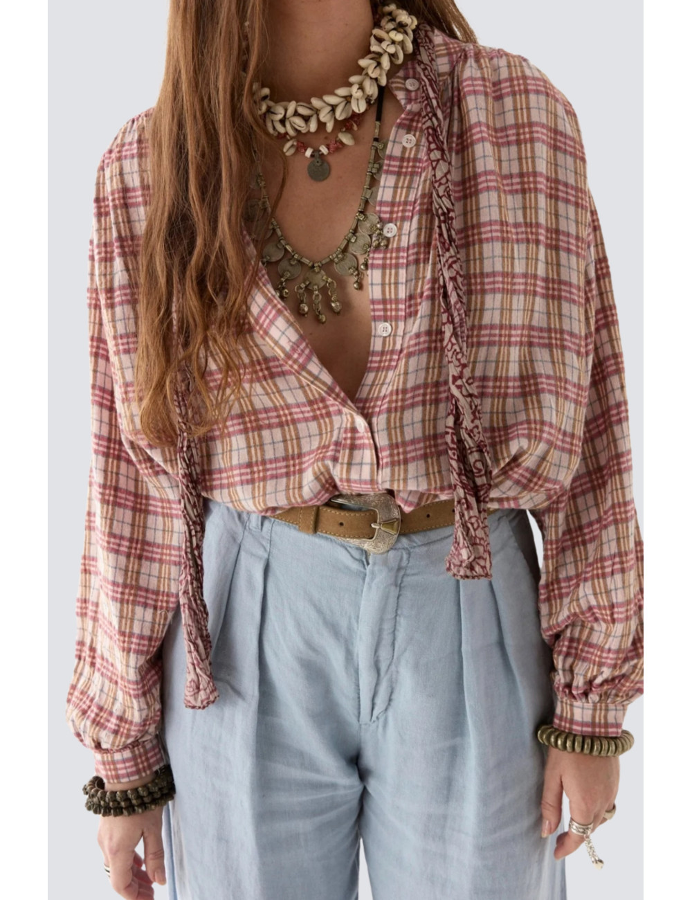 blouse boutonnée en coton - 