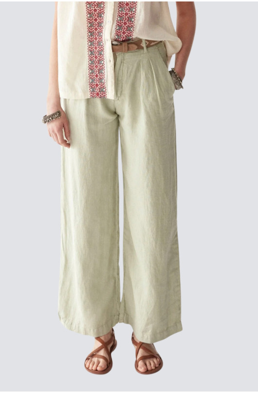 pantalon long uni lin - 1