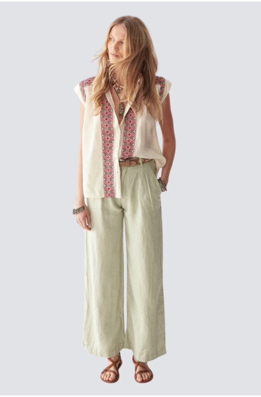 pantalon long uni lin - 3