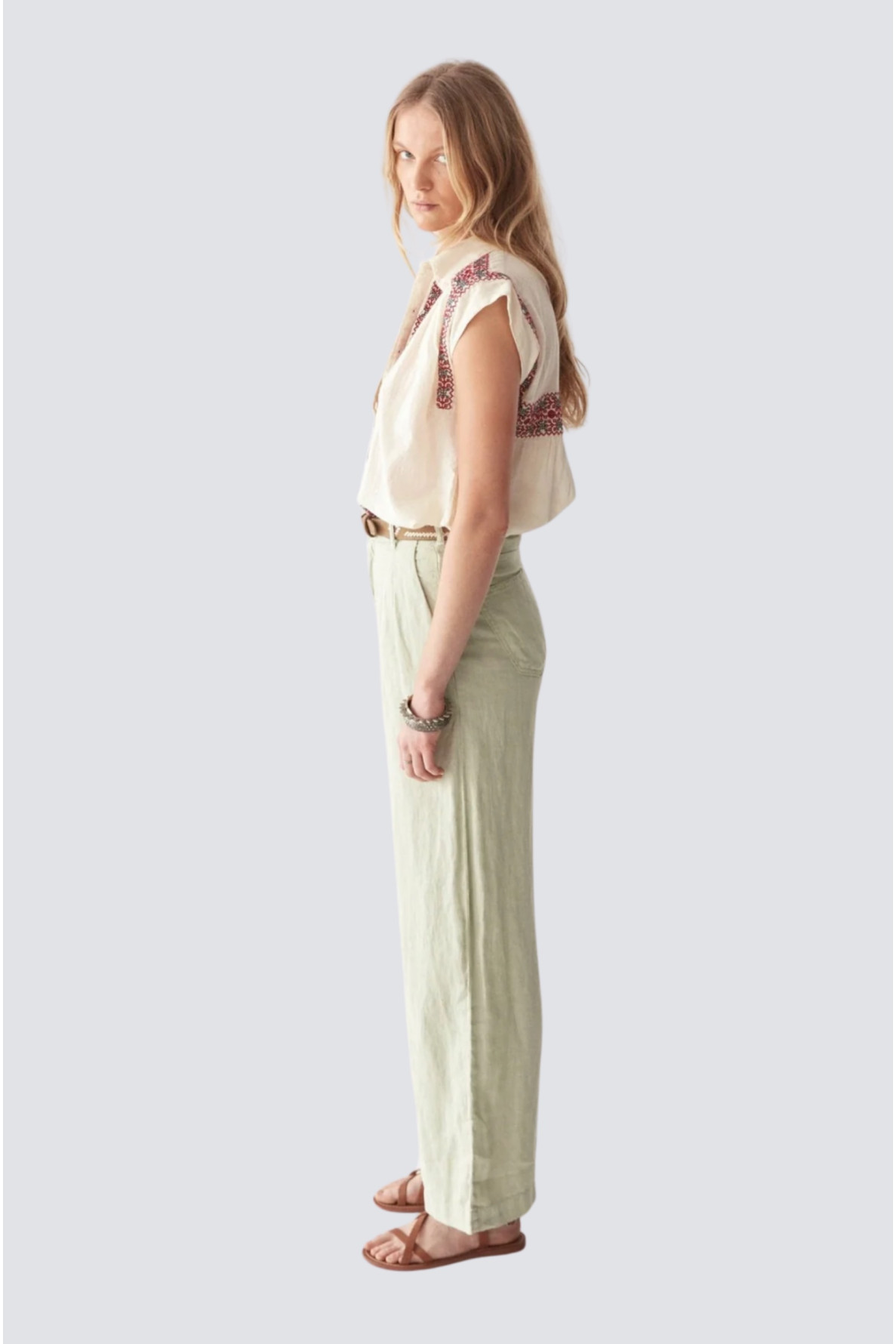 pantalon long uni lin - 4