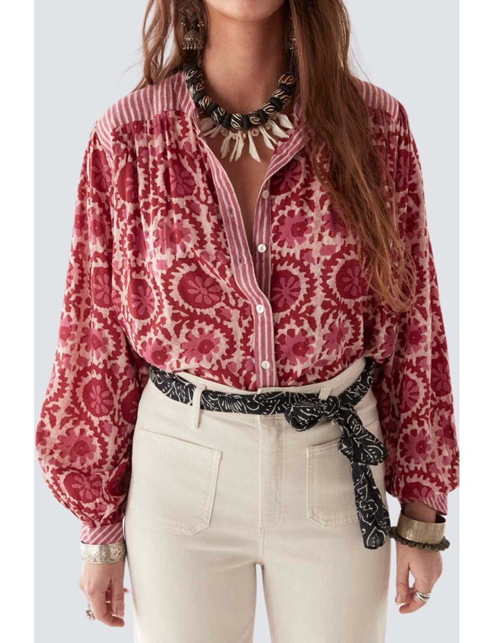 blouse en coton imprimé - 