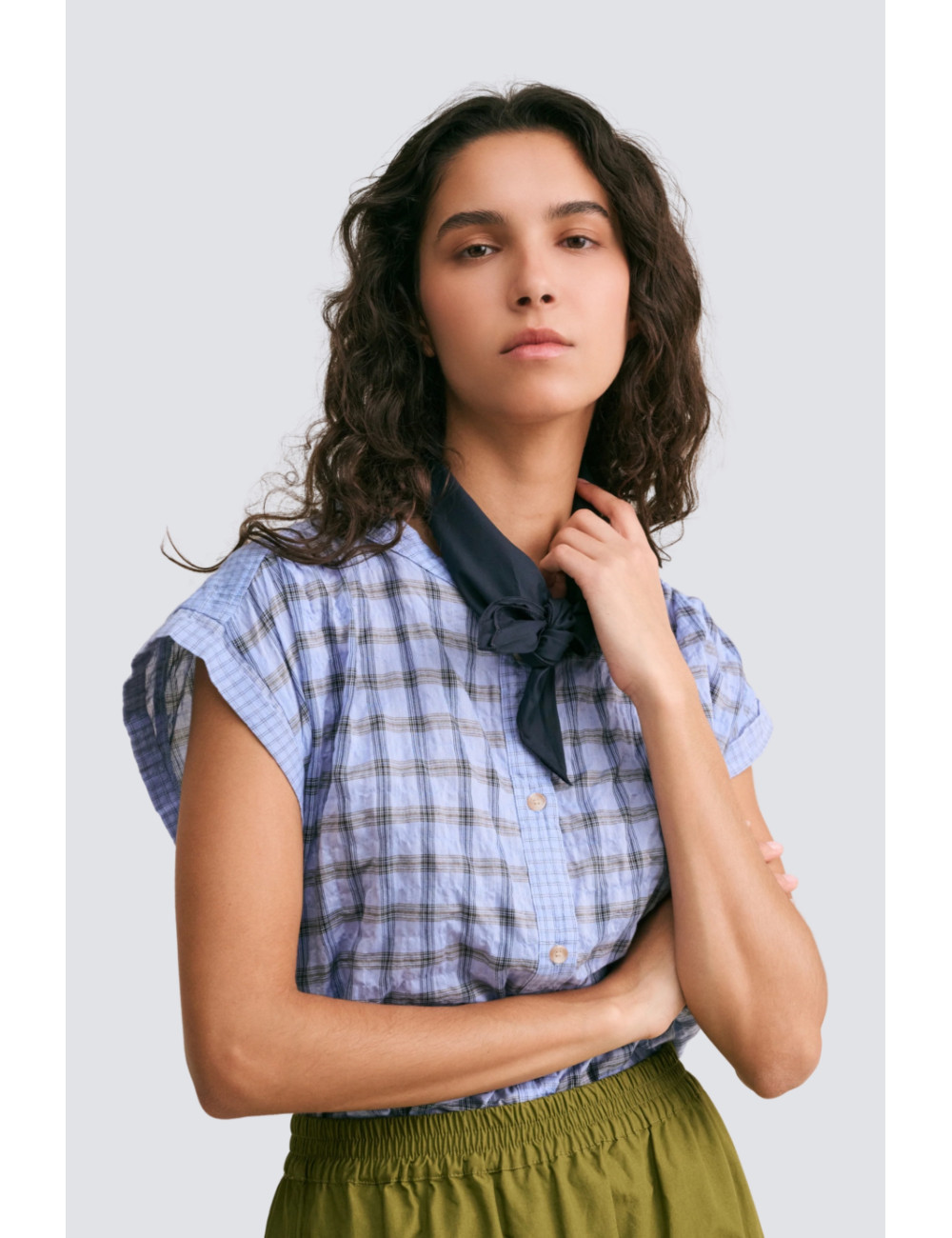 blouse coton mc carreaux - 
