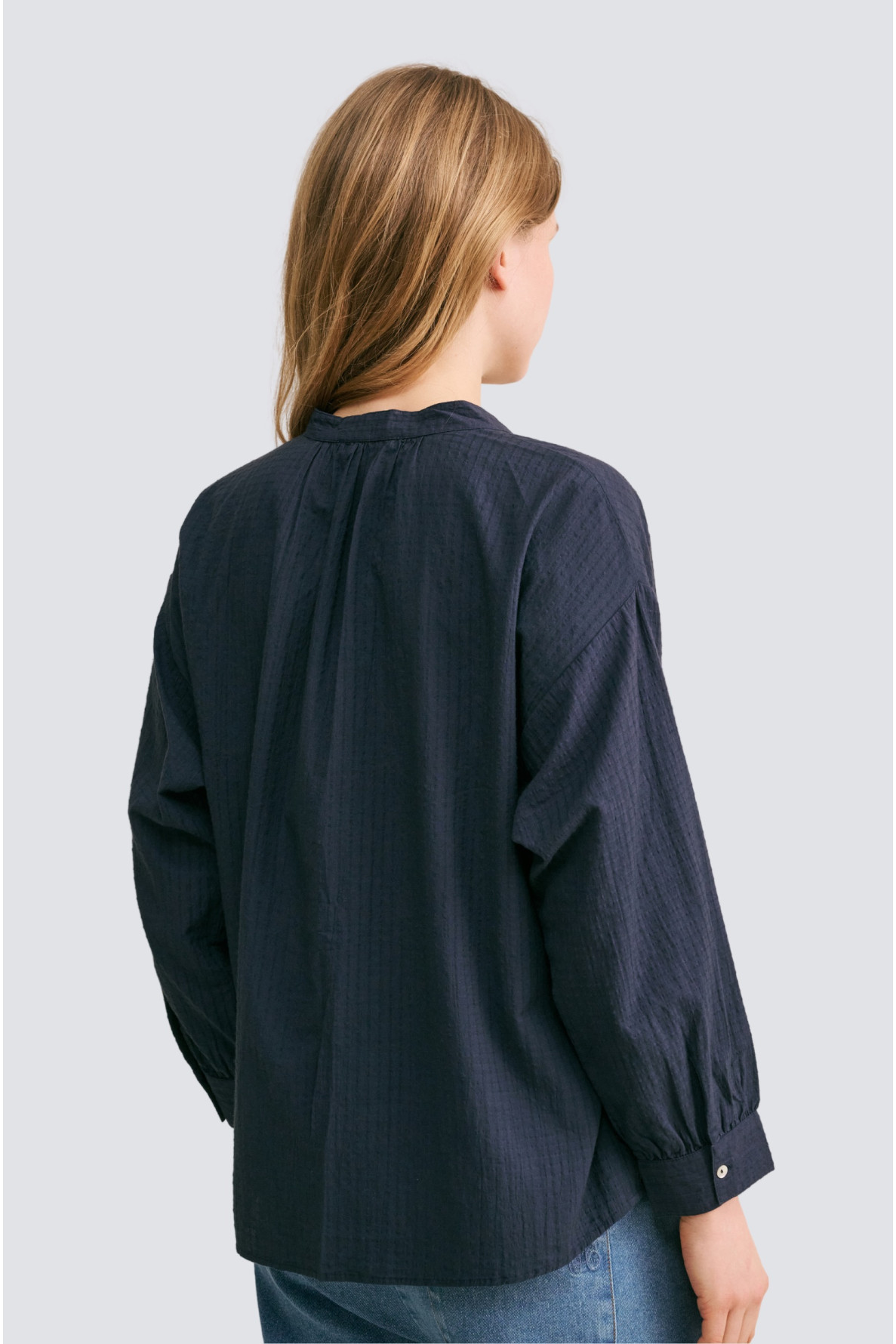 chemise coton col mao petits carreaux - 2