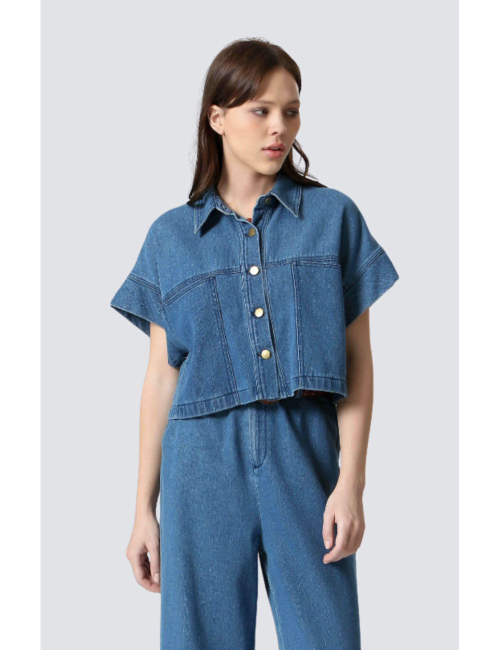 veste col chemise mc denim - 