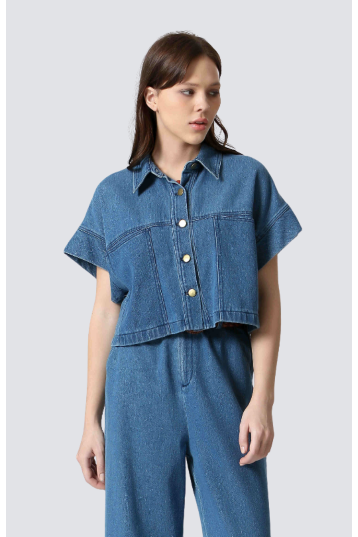 veste col chemise mc denim - 1