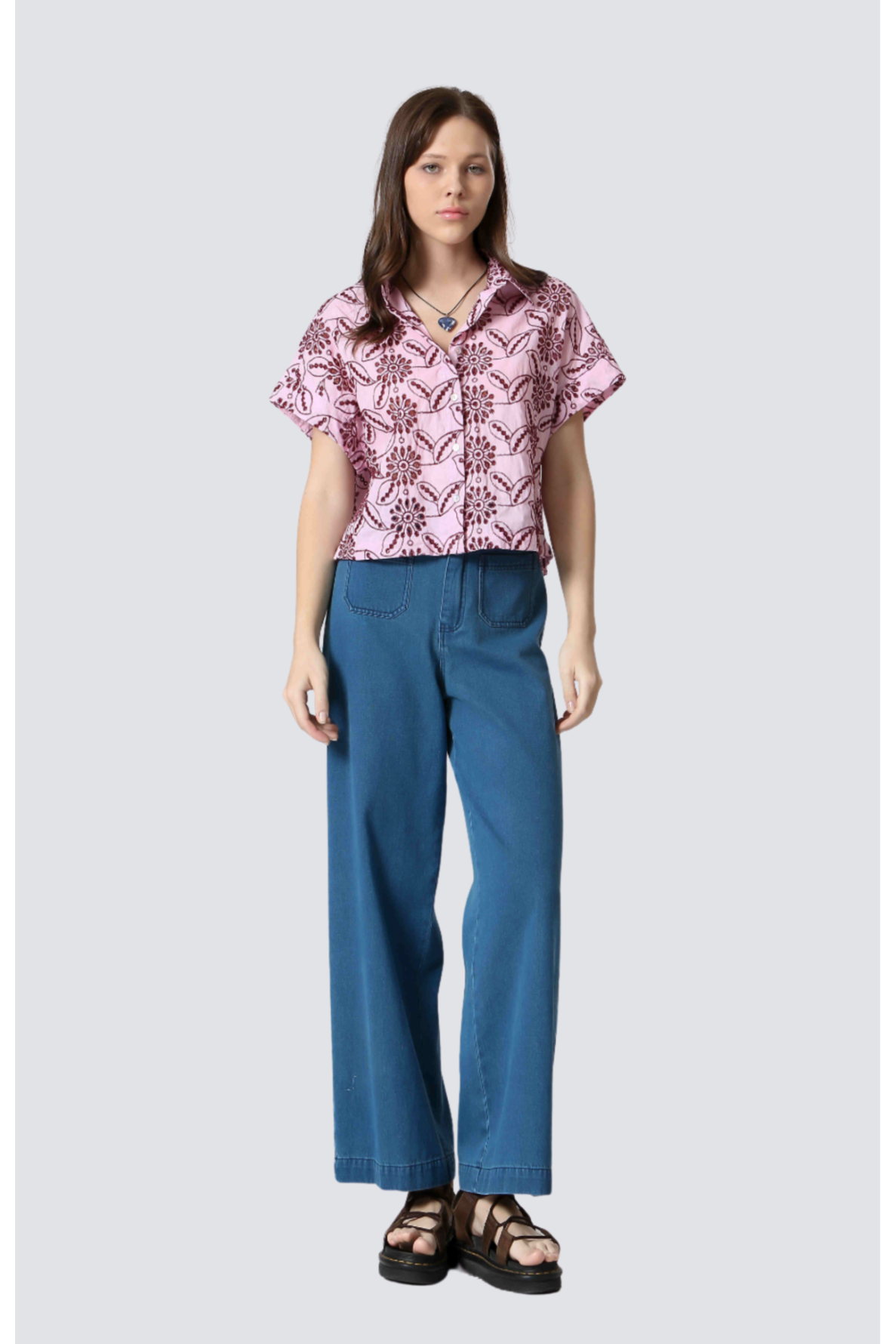 blouse coton mc et fleurs brodées - 1