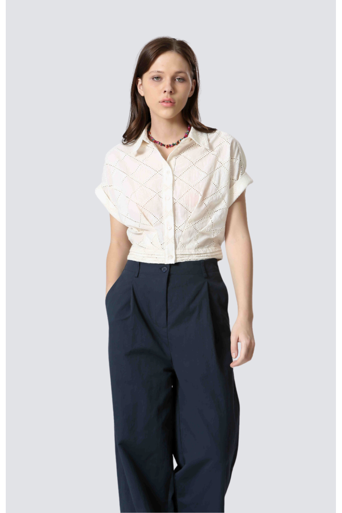 top coton court mc broderie - 1