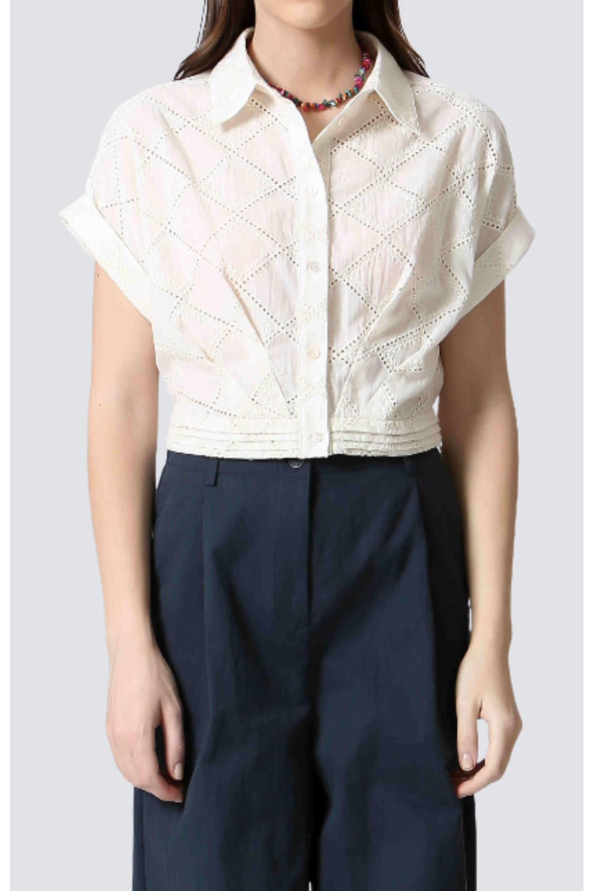 top coton court mc broderie - 2