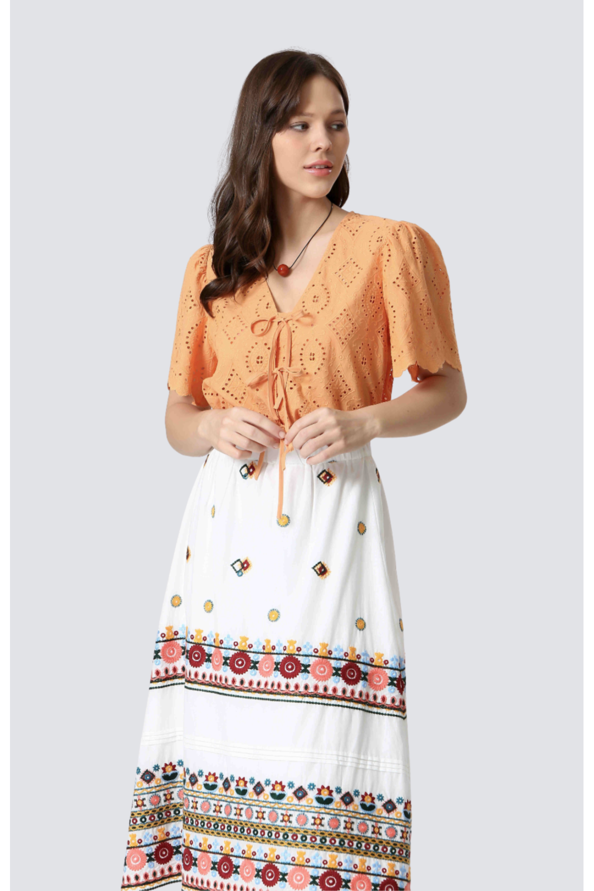 jupe longue coton broderie - 3