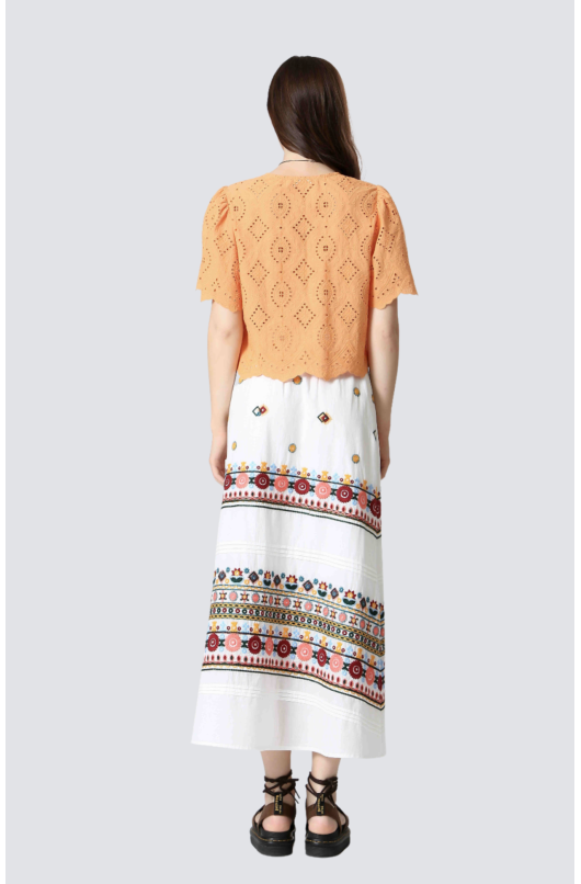 jupe longue coton broderie - 4