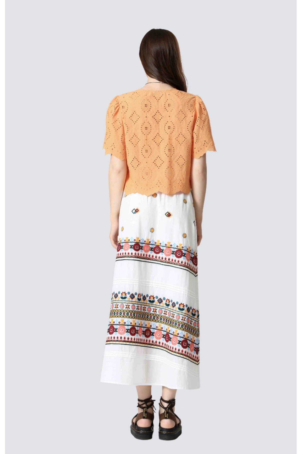 jupe longue coton broderie - 4