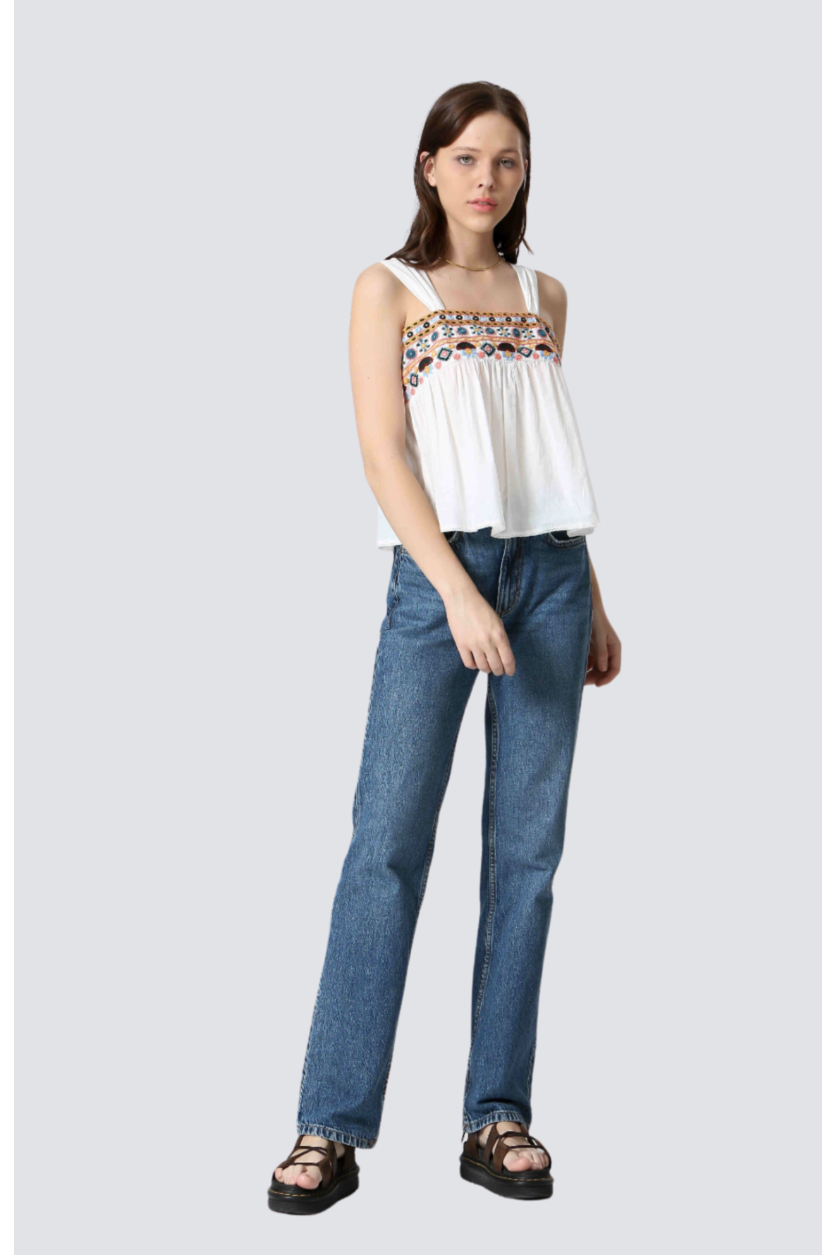 top coton broderie fines bretelles - 1