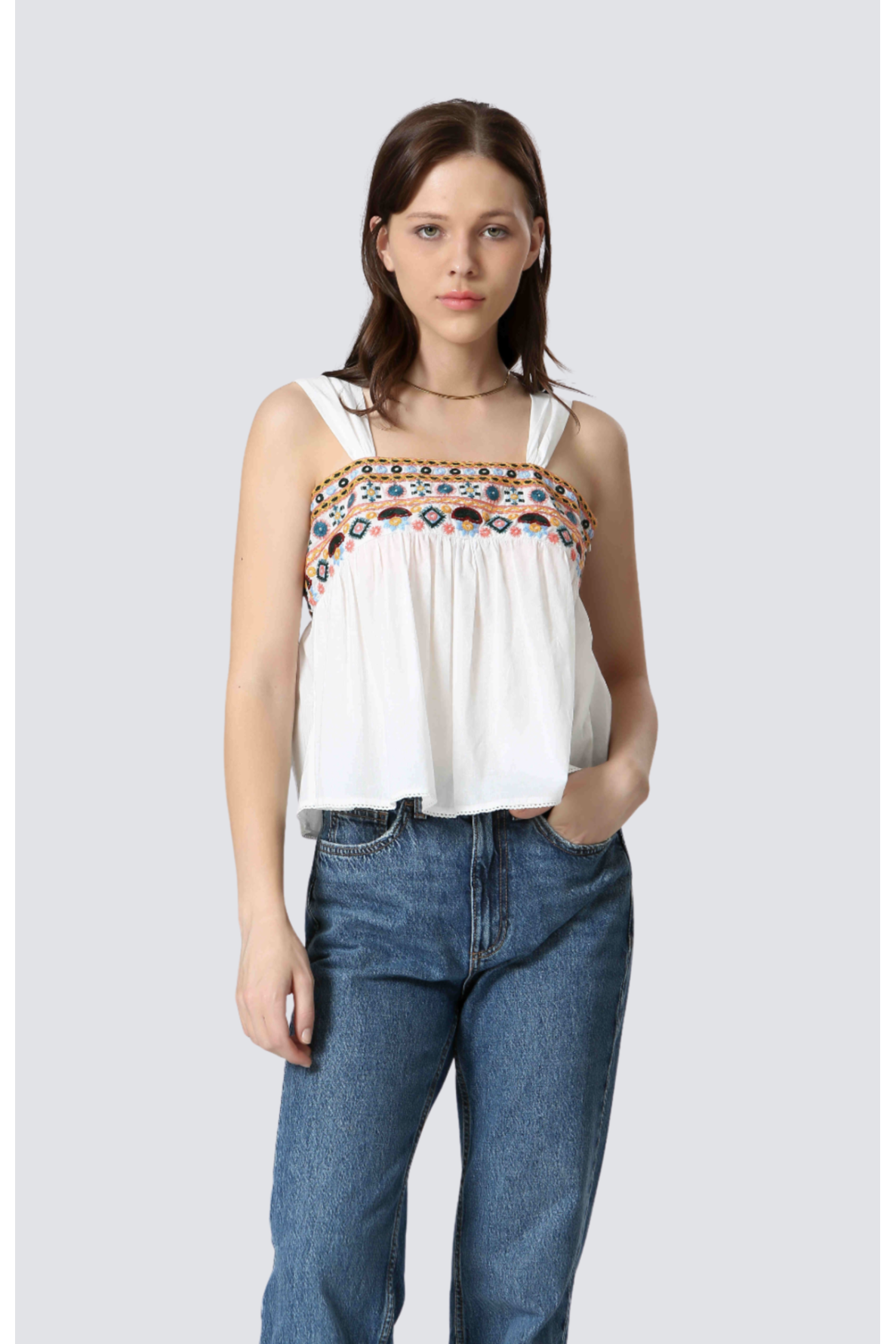 top coton broderie fines bretelles - 2