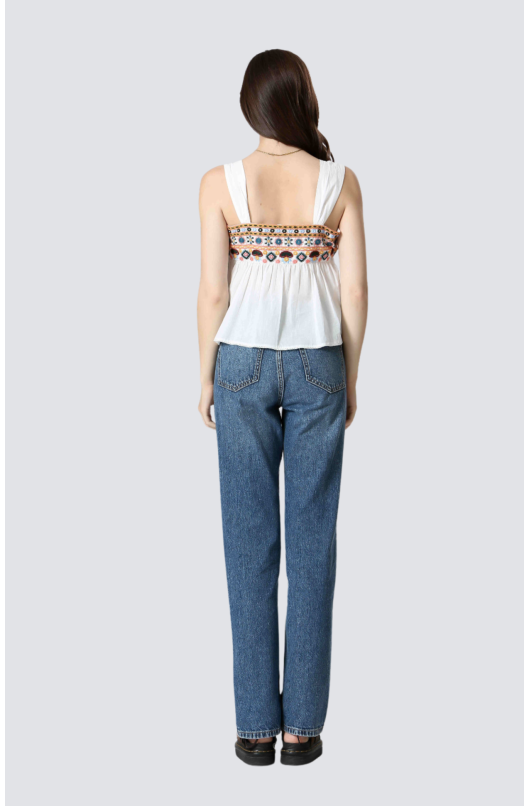 top coton broderie fines bretelles - 4