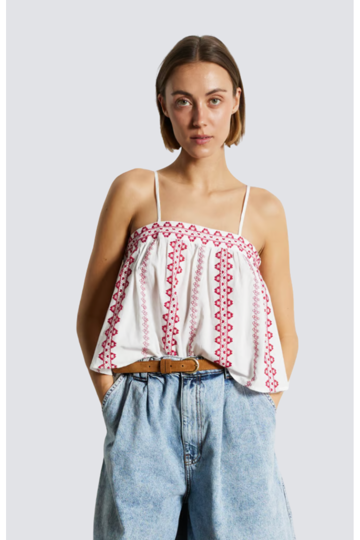 top coton broderie fines bretelles - 1