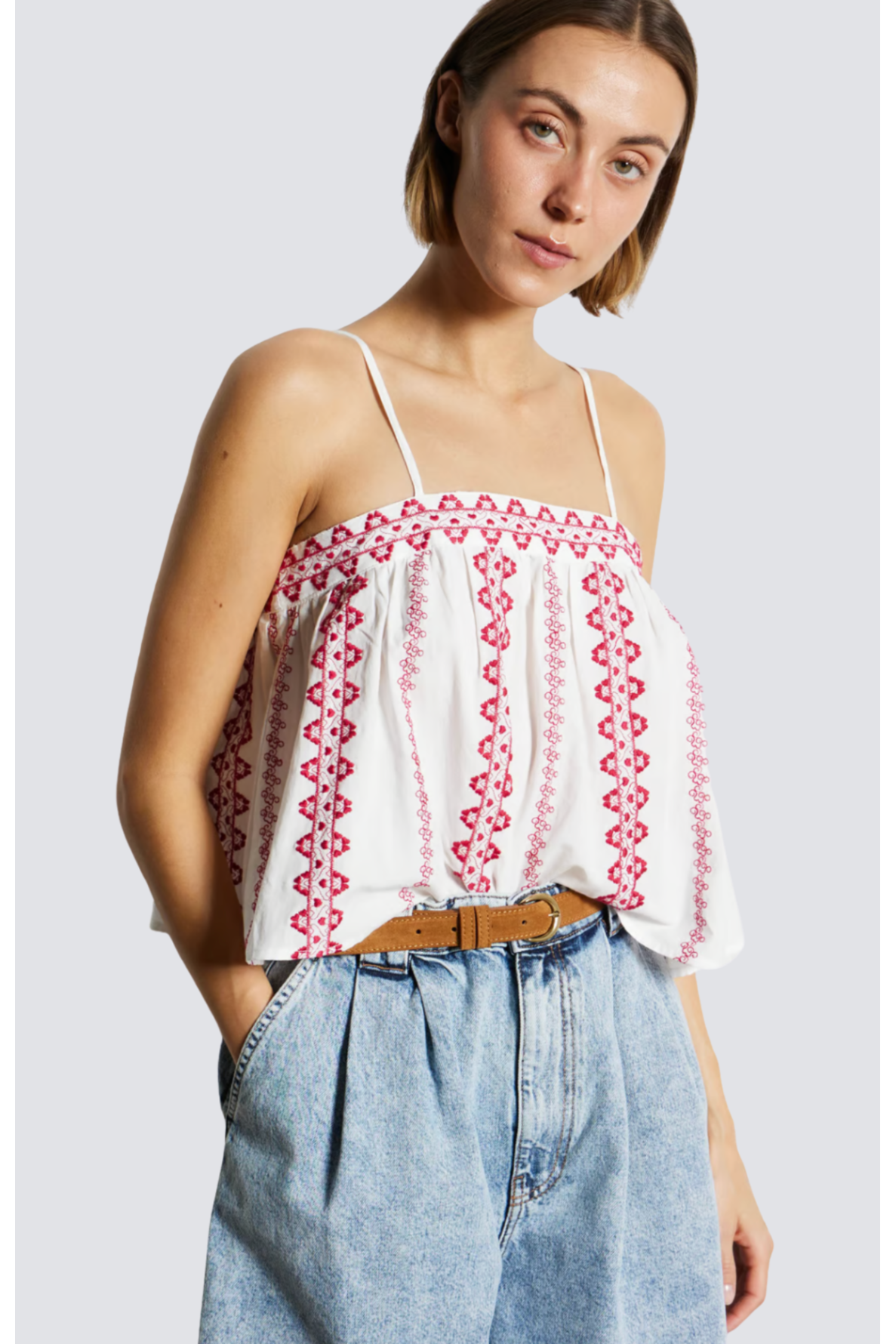 top coton broderie fines bretelles - 2
