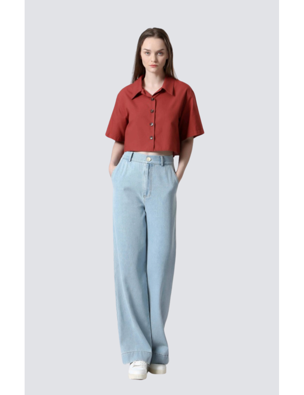 pantalon large en jeans - 