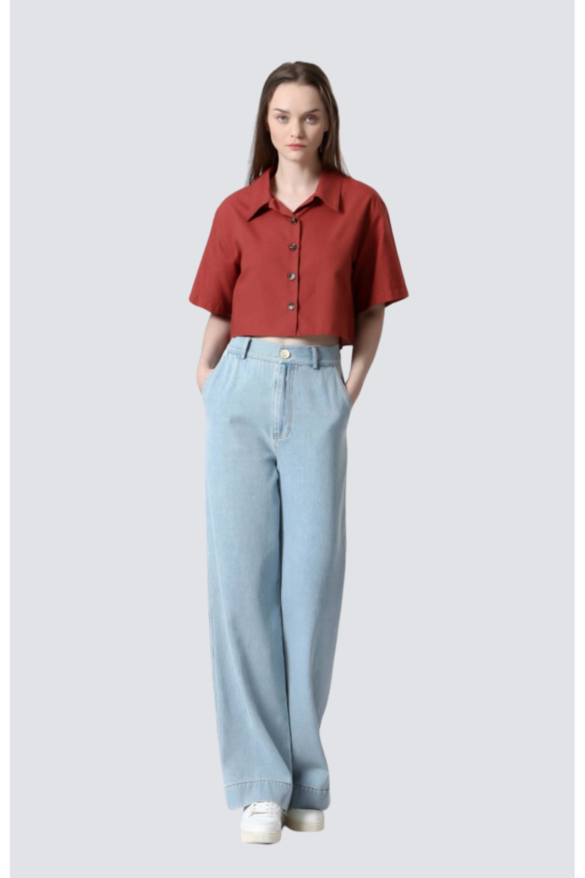 pantalon large en jeans - 1