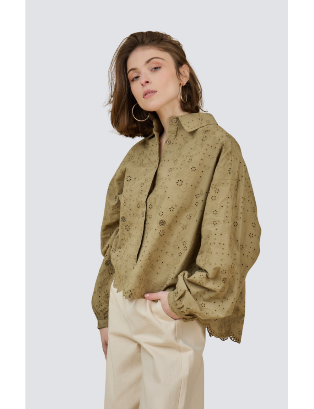 blouse coton ml boderie - 