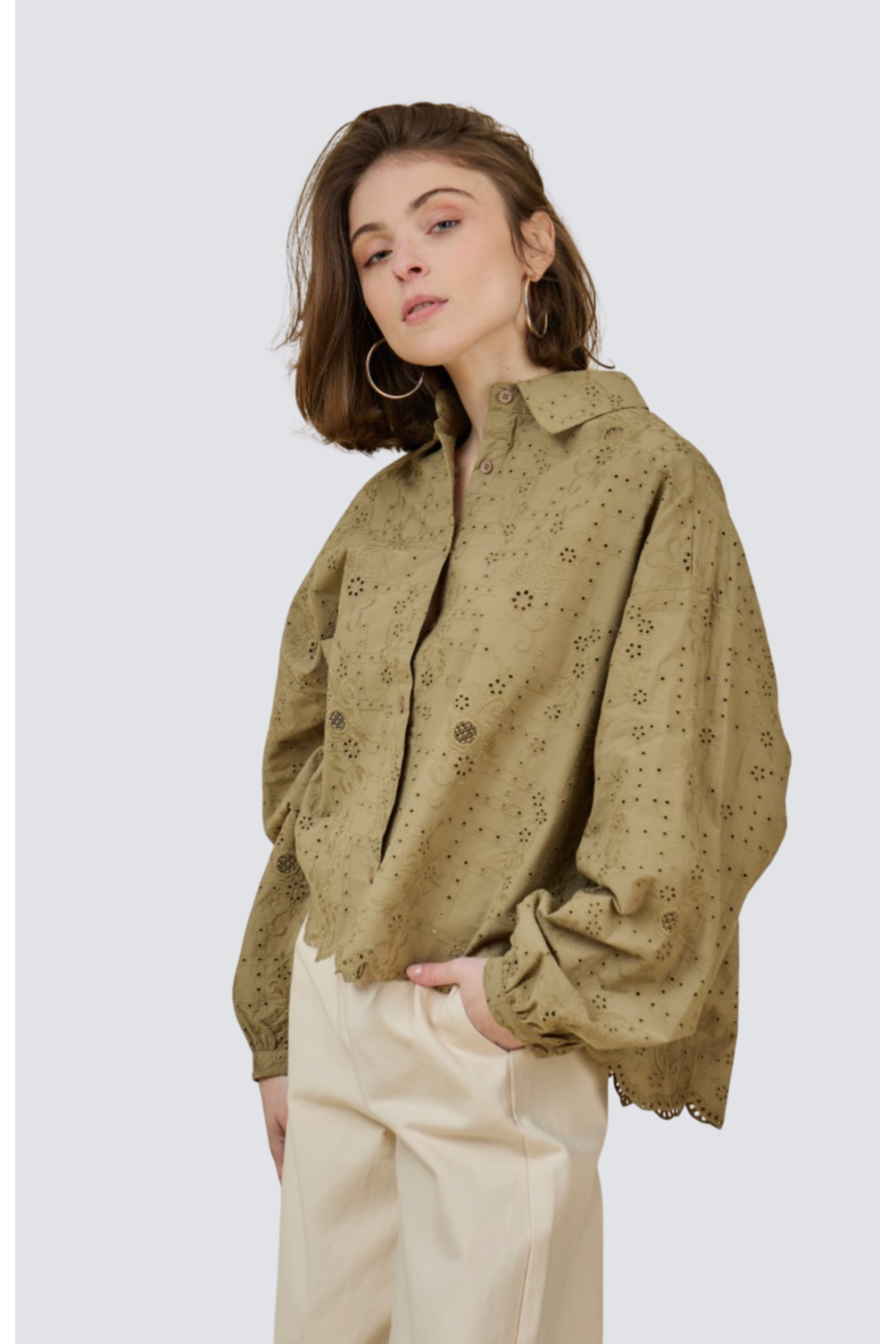 blouse coton ml boderie - 1