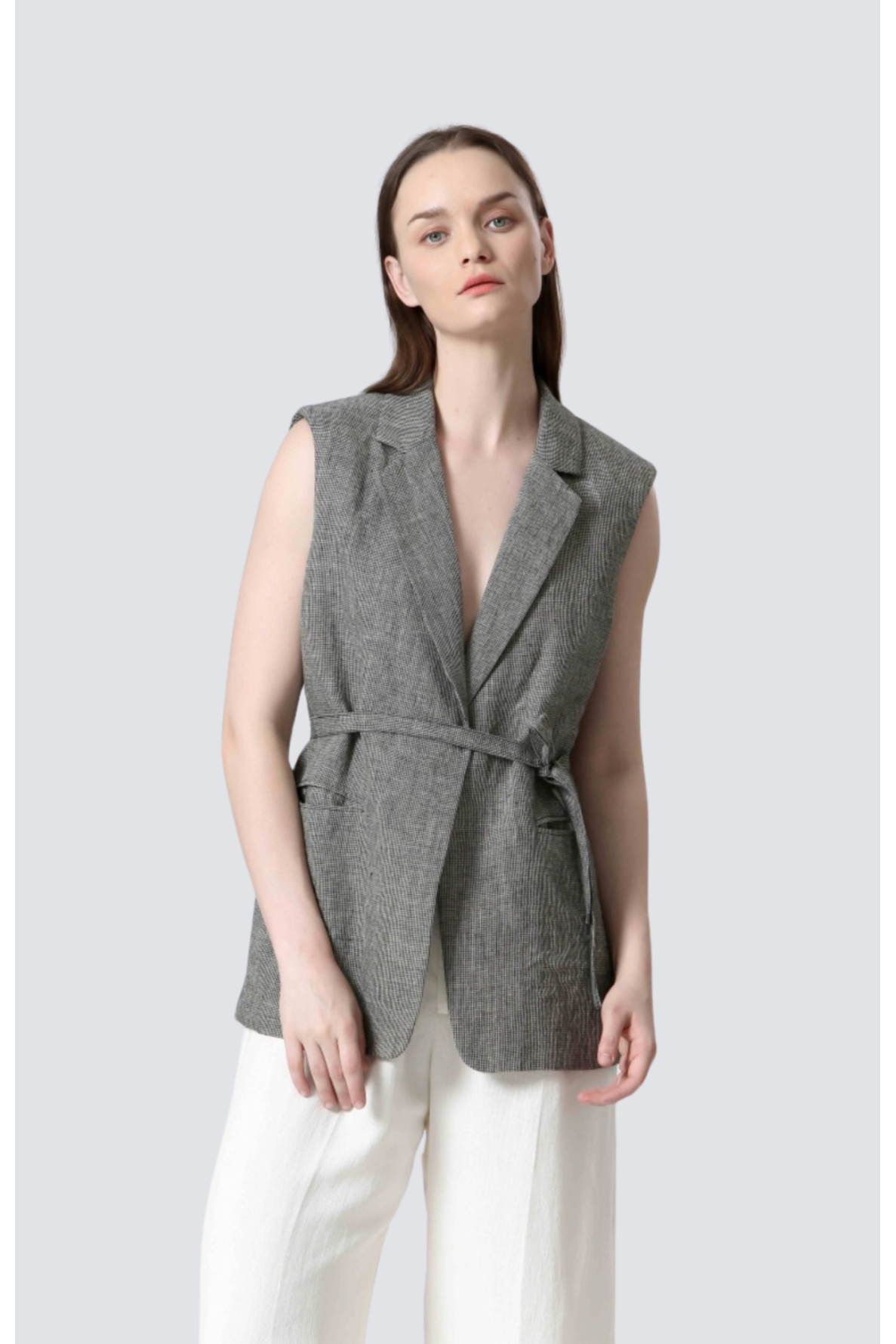 veste ss manches imprimé carreaux - 2